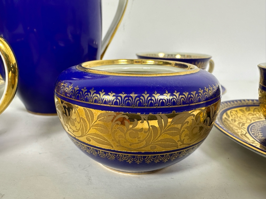 Bavaria China Coffee Pot 6.5H, Creamer And Sugar With Four Demitasse Cups & Saucers Made In Germany [Photo 12]