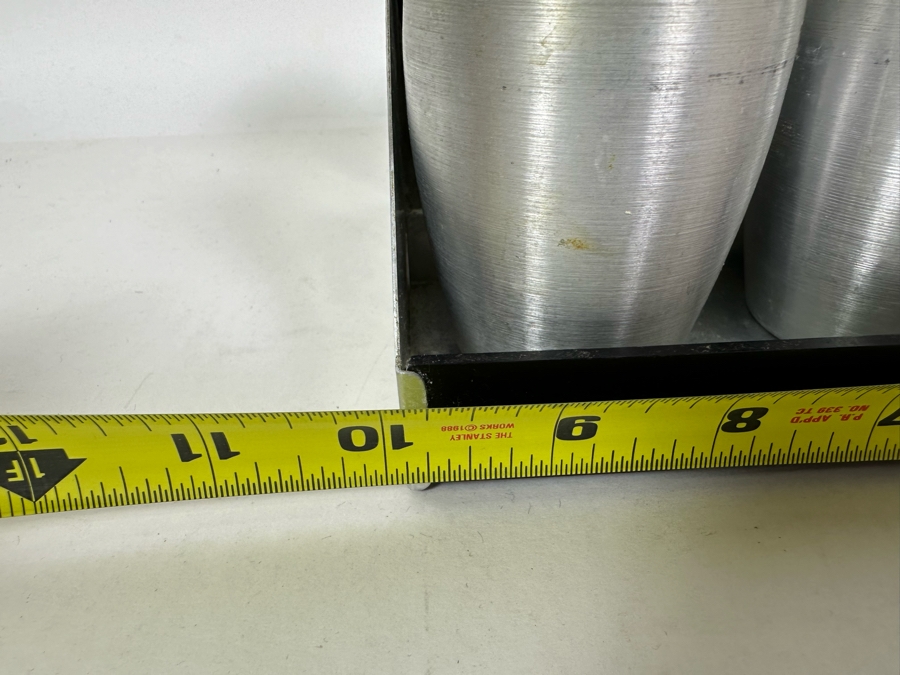 Vintage Art Deco Machine Age Aluminum Spice Jars With Rack By Kromex 10W X 5D X 5H [Photo 16]