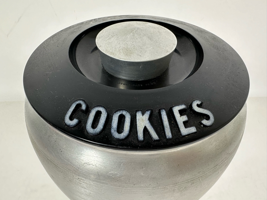 Vintage Art Deco Machine Age Aluminum Cookie Jar By RJX 7W X 8H [Photo 4]