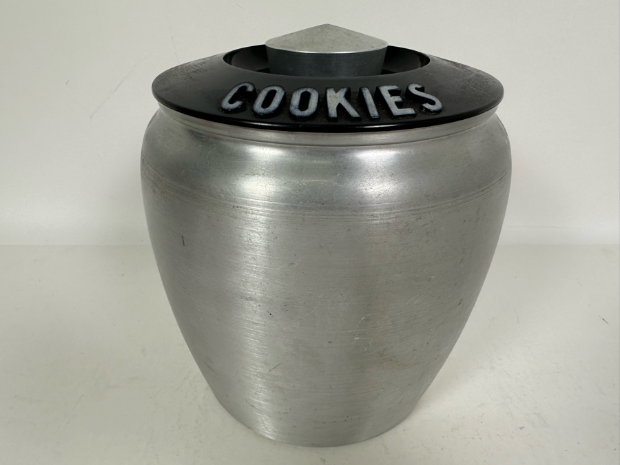 Vintage Art Deco Machine Age Aluminum Cookie Jar By RJX 7W X 8H [Photo 3]