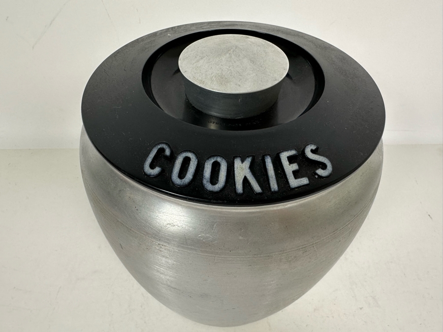 Vintage Art Deco Machine Age Aluminum Cookie Jar By RJX 7W X 8H [Photo 5]