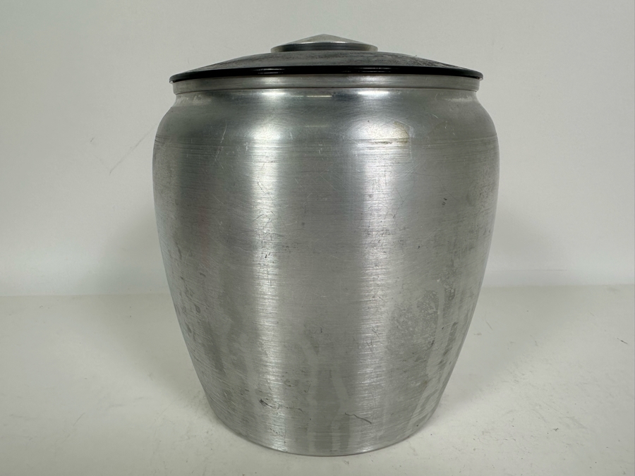 Vintage Art Deco Machine Age Aluminum Cookie Jar By RJX 7W X 8H [Photo 6]