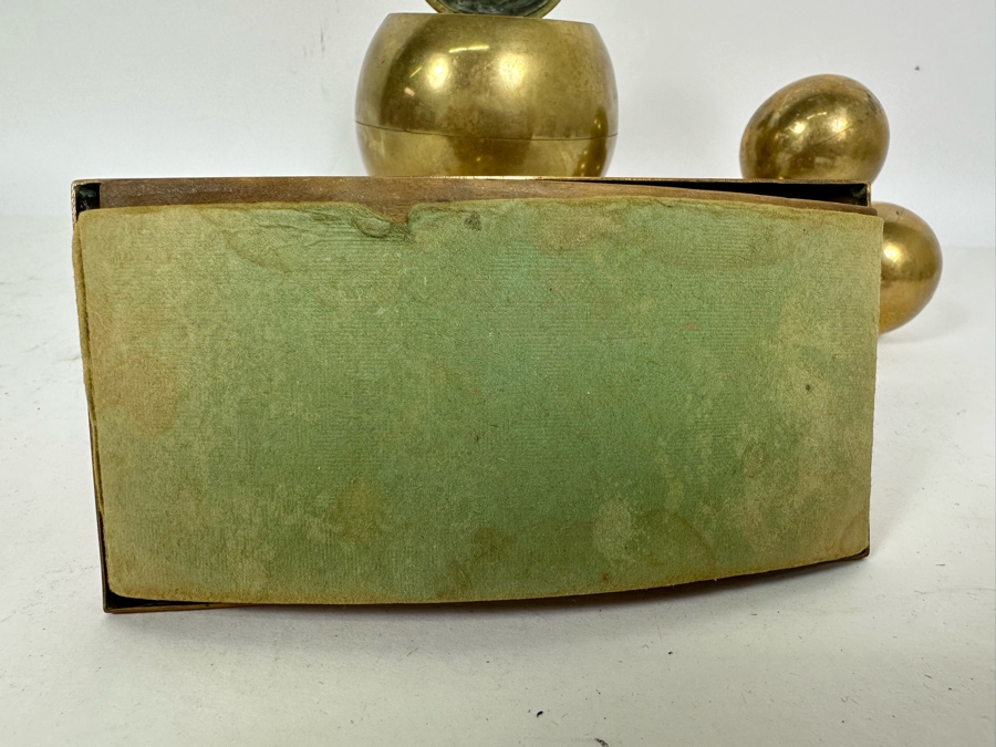 Rare Gusums Bruk Scandinavian Early 20th Century Deskware Set With Inkwell 5H And Heavy Paperweight - 3 Pieces [Photo 11]