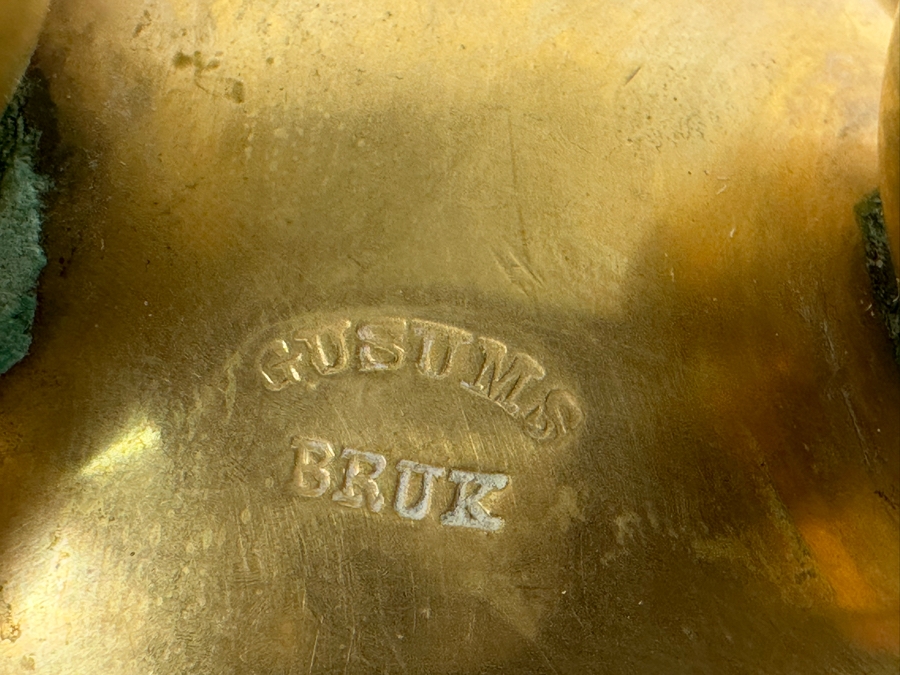 Rare Gusums Bruk Scandinavian Early 20th Century Deskware Set With Inkwell 5H And Heavy Paperweight - 3 Pieces [Photo 14]