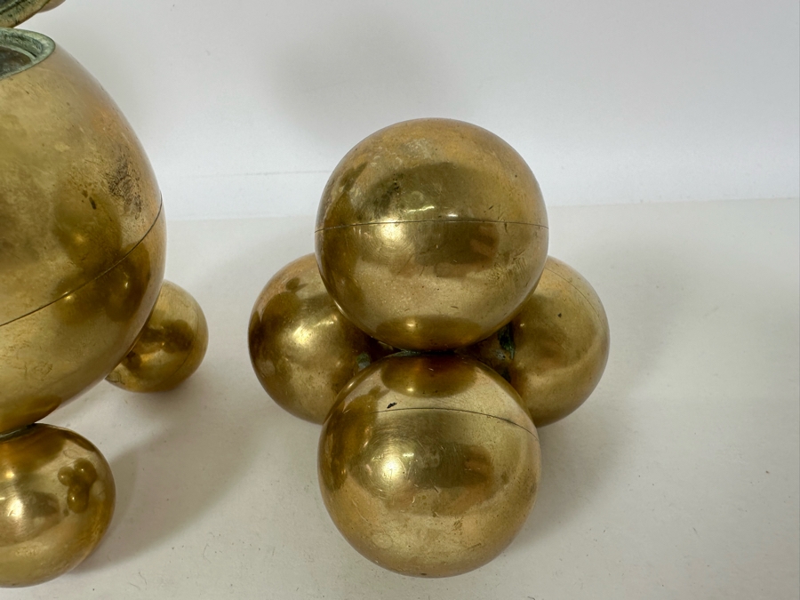 Rare Gusums Bruk Scandinavian Early 20th Century Deskware Set With Inkwell 5H And Heavy Paperweight - 3 Pieces [Photo 8]