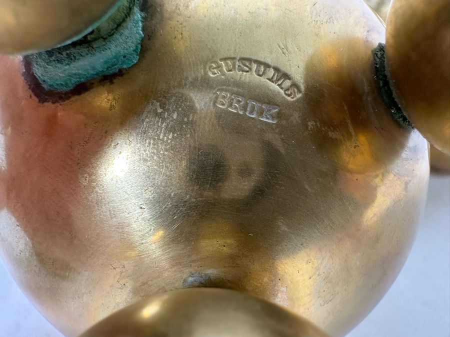 Rare Gusums Bruk Scandinavian Early 20th Century Deskware Set With Inkwell 5H And Heavy Paperweight - 3 Pieces [Photo 12]