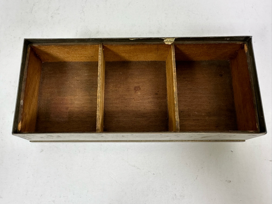 Vintage Art Deco Machine Age Metal Wood Lined Cigarette Box By Chase 7W X 3.25D X 2.75H [Photo 16]