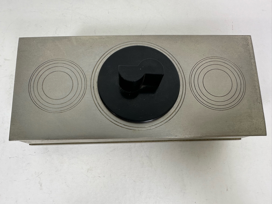 Vintage Art Deco Machine Age Metal Wood Lined Cigarette Box By Chase 7W X 3.25D X 2.75H [Photo 6]