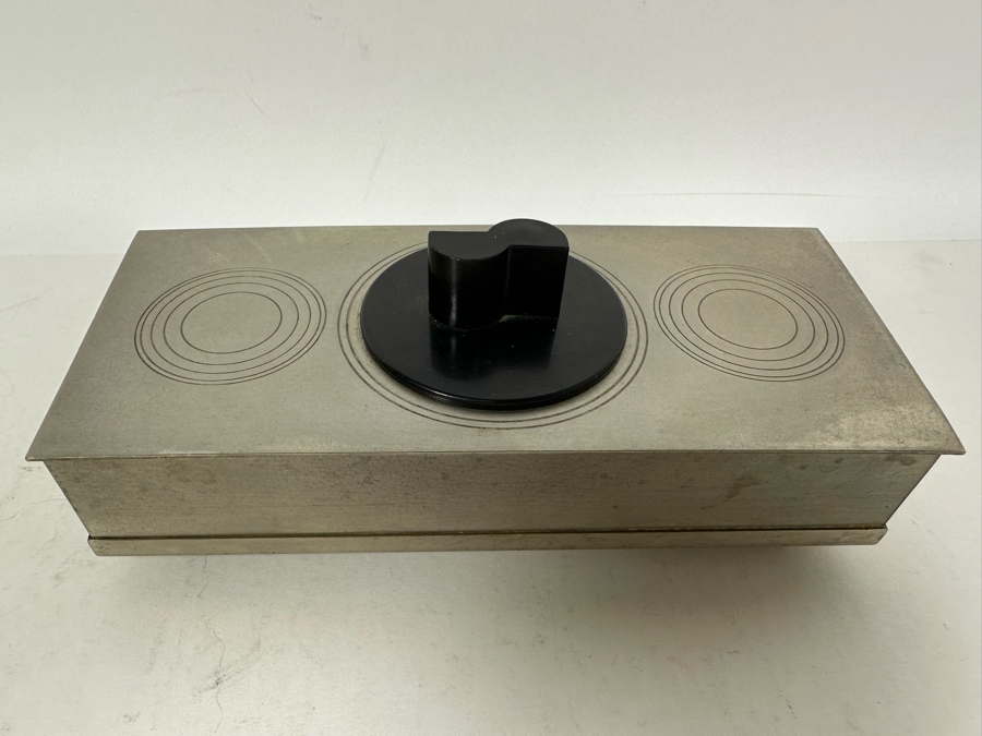 Vintage Art Deco Machine Age Metal Wood Lined Cigarette Box By Chase 7W X 3.25D X 2.75H [Photo 4]