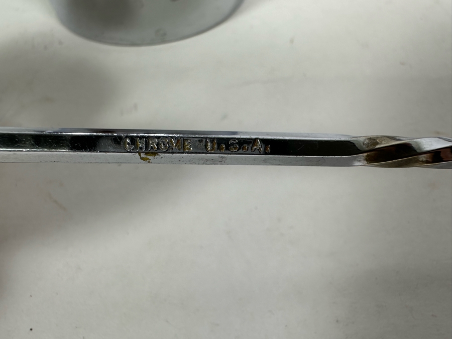 Rare Vintage Art Deco Machine Age Cocktail Mixer By Chase 9H With Spoon And Twelve Chase Footed Barware Cups 2.75W X 2H [Photo 11]