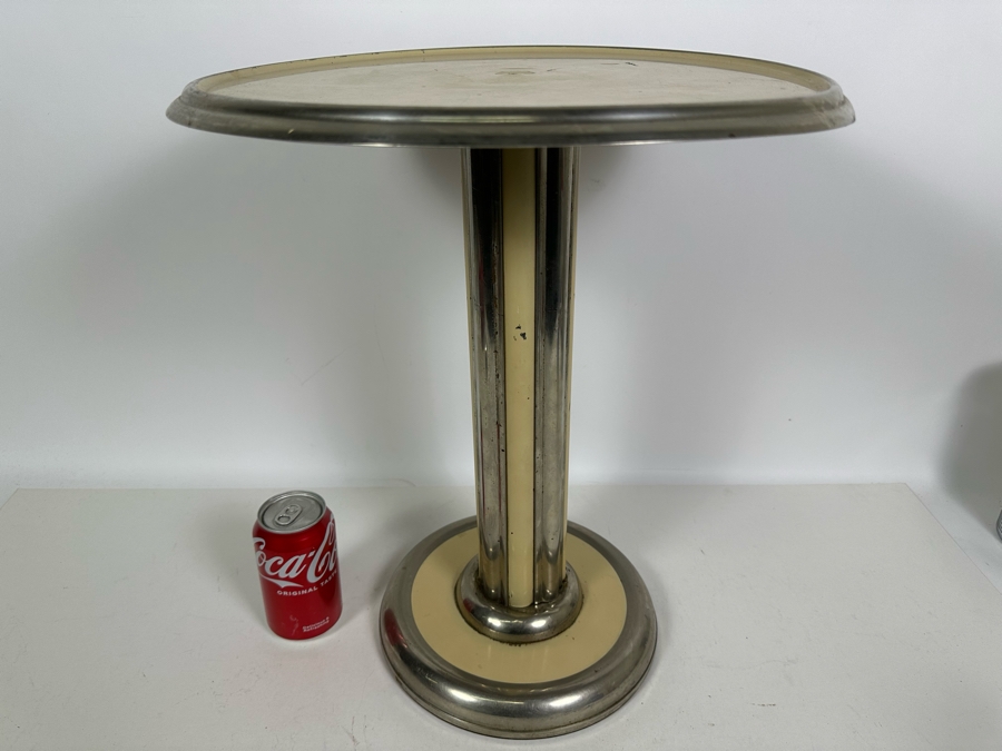 Vintage Art Deco Round Metal Side Table 15.5W X 18H [Photo 2]