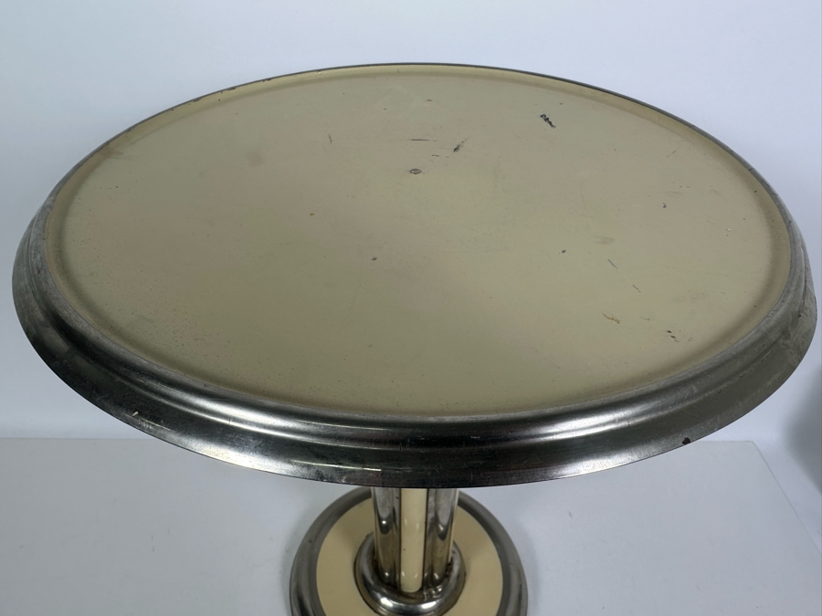Vintage Art Deco Round Metal Side Table 15.5W X 18H [Photo 5]