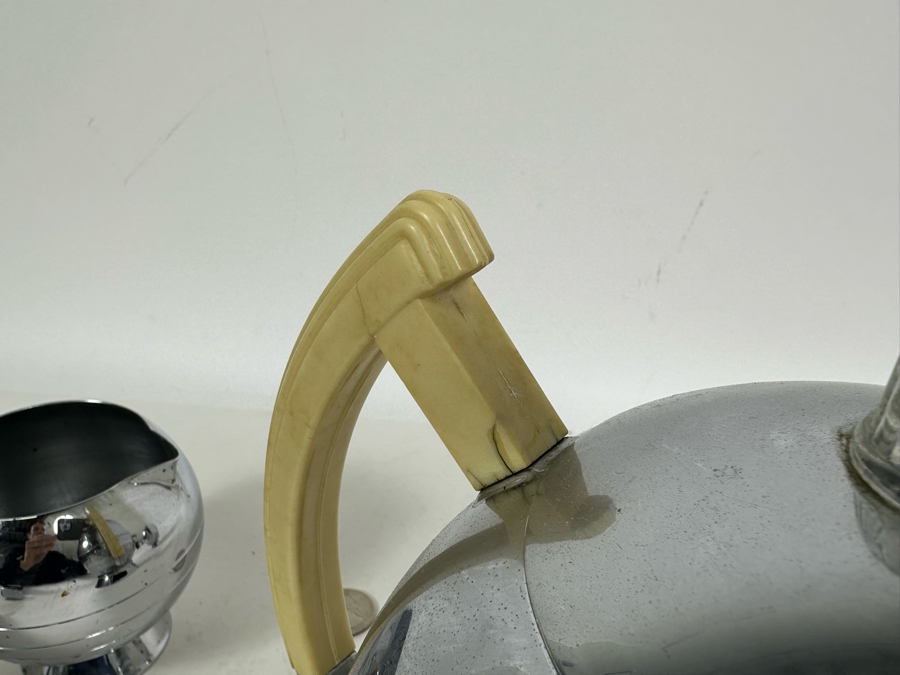 Rare Vintage Art Deco Machine Age Coffee Percolator 1936 Designed By Walter Von Nessen 8.5H With Matching Creamer And Pair Of Sugar (Missing Power Cord)  [Photo 16]