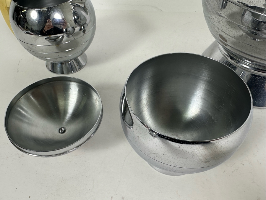 Rare Vintage Art Deco Machine Age Coffee Percolator 1936 Designed By Walter Von Nessen 8.5H With Matching Creamer And Pair Of Sugar (Missing Power Cord)  [Photo 7]