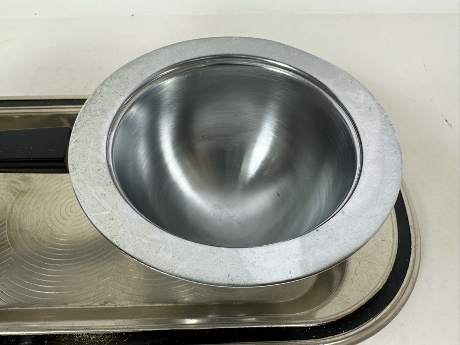 Vintage Art Deco Breakfast Set Spherical 'Saturn Ring' Design Sugar And Creamer With Black Handles And Tray By Chase 11.25 X 5 [Photo 7]