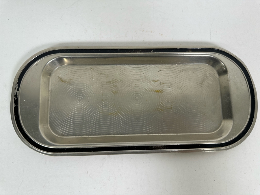 Vintage Art Deco Breakfast Set Spherical 'Saturn Ring' Design Sugar And Creamer With Black Handles And Tray By Chase 11.25 X 5 [Photo 8]