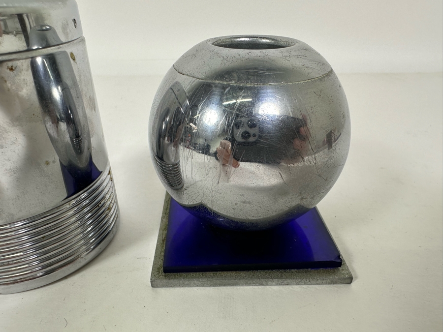 Collection Of Vintage Art Deco Chase Items Including A Pair Of Candleholders By Chase, Salt Shaker By Chase And Top Hat Shot Glass By Chase [Photo 8]