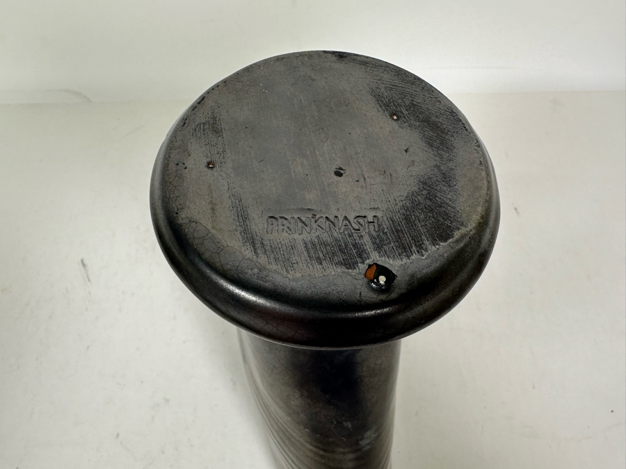 Vintage Prinknash Pottery Fan Shaped Black Vase 6.75H [Photo 8]