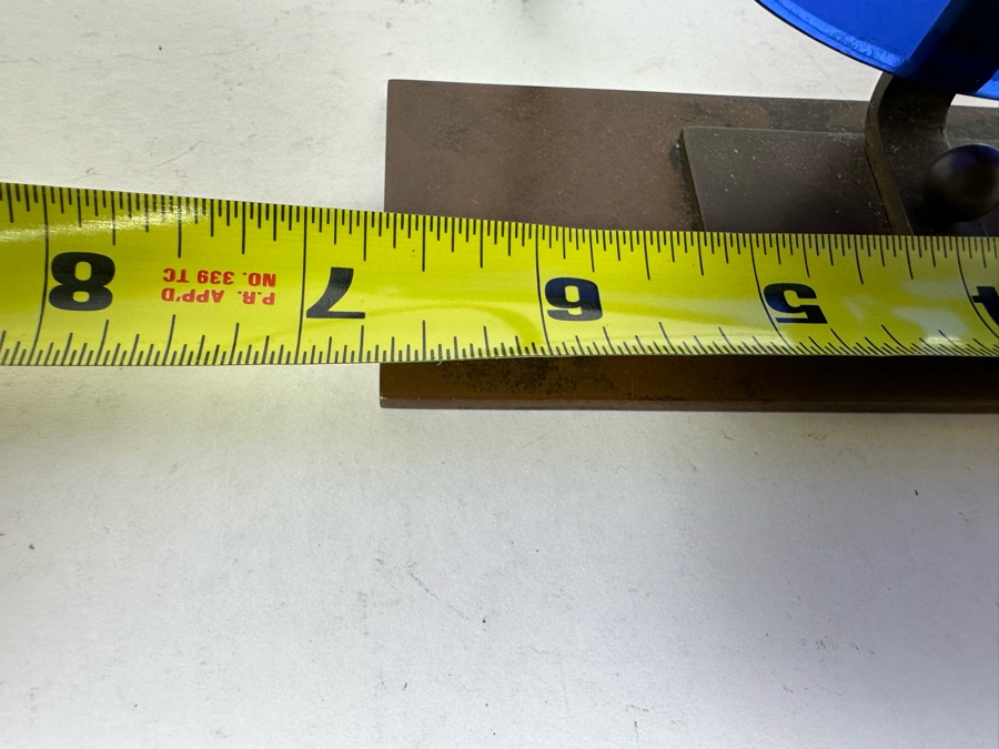 Vintage Art Deco Blue Glass And Metal Table Clock With European 220V Plug Untested 6.5W X 7.5H [Photo 11]