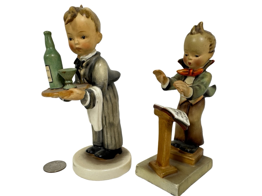 Pair Of Early German Hummel Figurines: Waiter And Band Leader 6.5H [Photo 1]