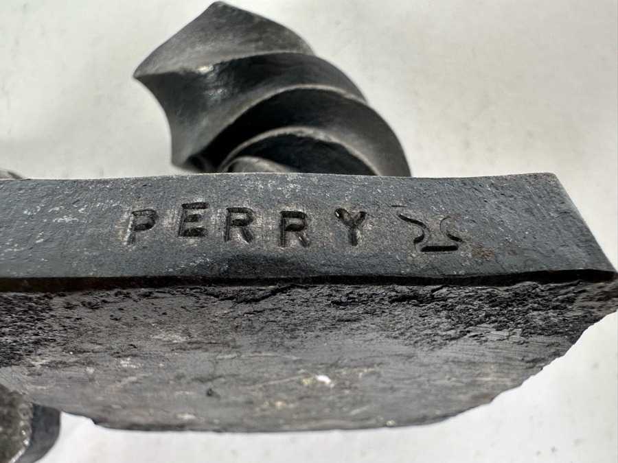 Pair Of Vintage Spiral Metal Candle Holders Signed PERRY Heavy 3H [Photo 2]