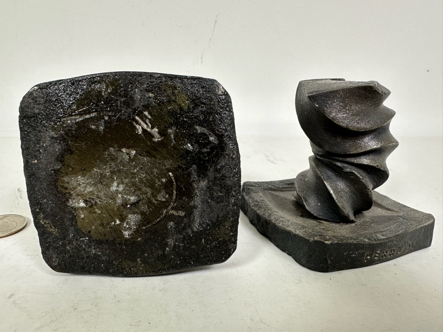 Pair Of Vintage Spiral Metal Candle Holders Signed PERRY Heavy 3H [Photo 11]