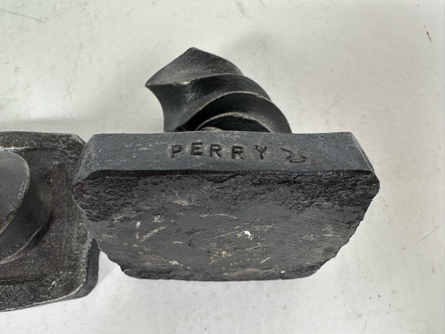 Pair Of Vintage Spiral Metal Candle Holders Signed PERRY Heavy 3H [Photo 9]