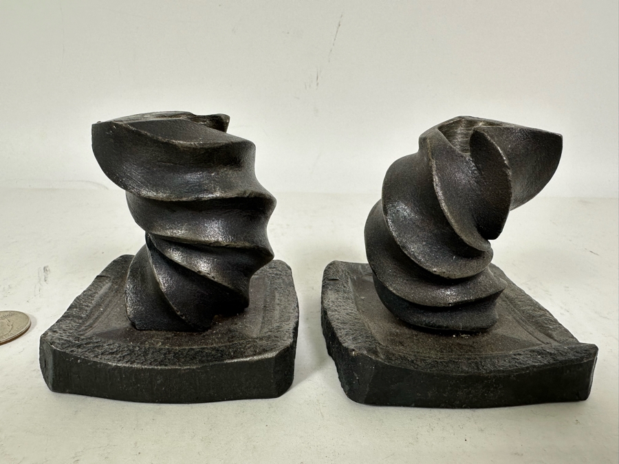 Pair Of Vintage Spiral Metal Candle Holders Signed PERRY Heavy 3H [Photo 3]