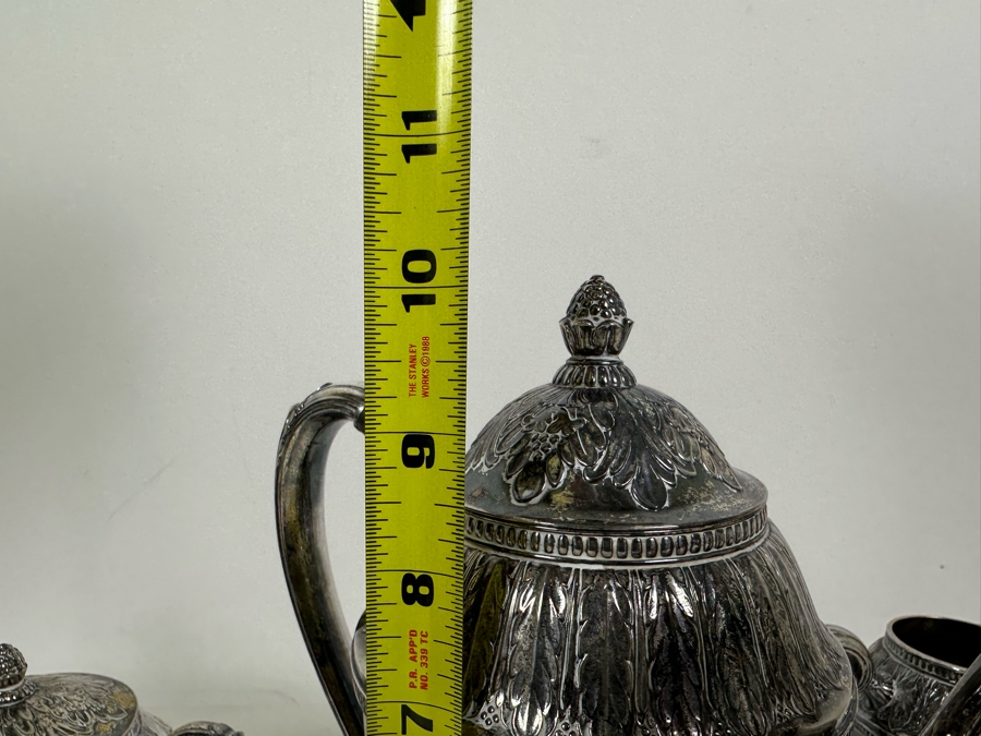 Vintage Silverplate Rogers Bros Coffee Pot 10H With Creamer And Sugar