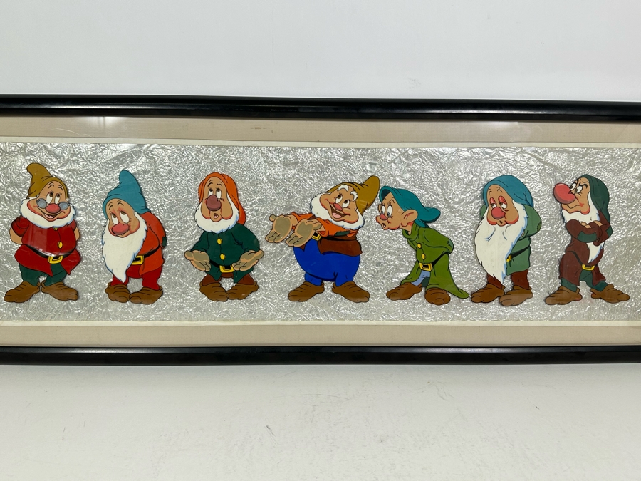 Original Framed Panel Of The Seven Dwarfs From The Disney Movie Snow White Hand Painted On Celluloid Circa 1938 36 X 13 [Photo 5]