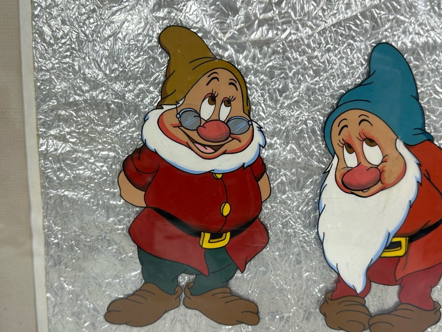 Original Framed Panel Of The Seven Dwarfs From The Disney Movie Snow White Hand Painted On Celluloid Circa 1938 36 X 13 [Photo 6]