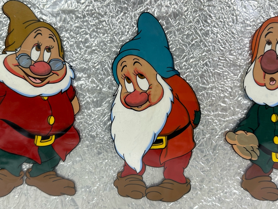 Original Framed Panel Of The Seven Dwarfs From The Disney Movie Snow White Hand Painted On Celluloid Circa 1938 36 X 13 [Photo 8]