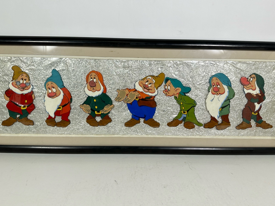Original Framed Panel Of The Seven Dwarfs From The Disney Movie Snow White Hand Painted On Celluloid Circa 1938 36 X 13 [Photo 3]