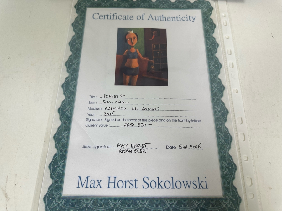 Original Max Horst Sokolowski (B. 1968, Australia) Acrylic On Canvas Painting 16 X 20 [Photo 14]