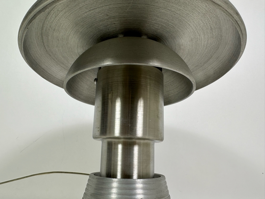 One-Of-A-Kind Hand Machined Art Deco Style Aluminum Table Lamp Signed Underneath By Designer 12H [Photo 6]