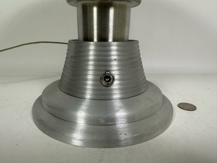 One-Of-A-Kind Hand Machined Art Deco Style Aluminum Table Lamp Signed Underneath By Designer 12H [Photo 5]