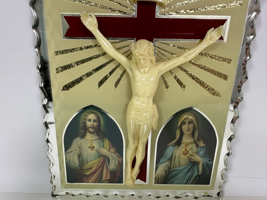 Vintage Mirrored Christ Crucifixion Wall Plaque 7 X 9 [Photo 7]