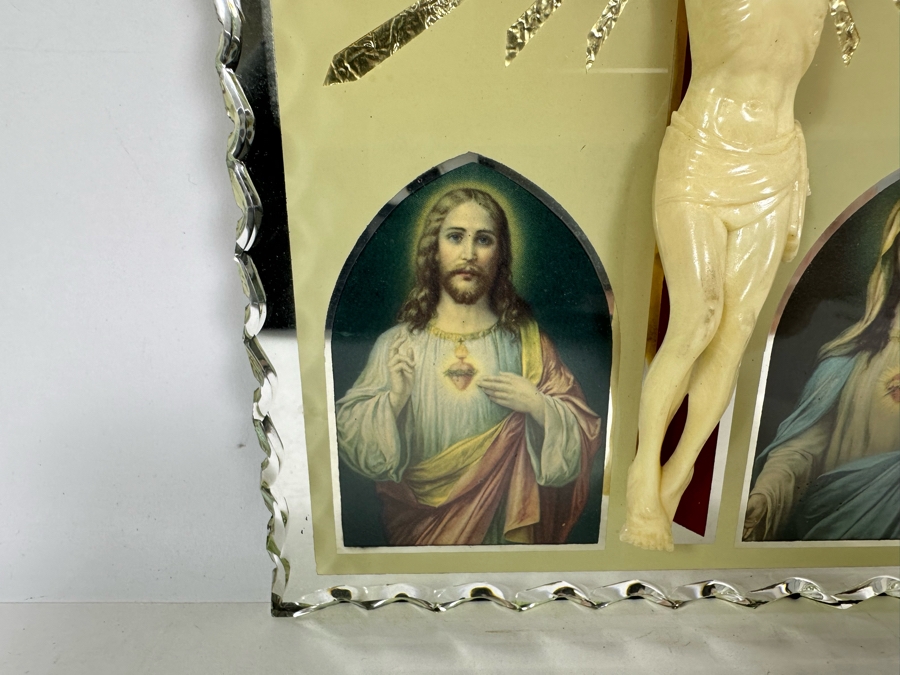 Vintage Mirrored Christ Crucifixion Wall Plaque 7 X 9 [Photo 5]