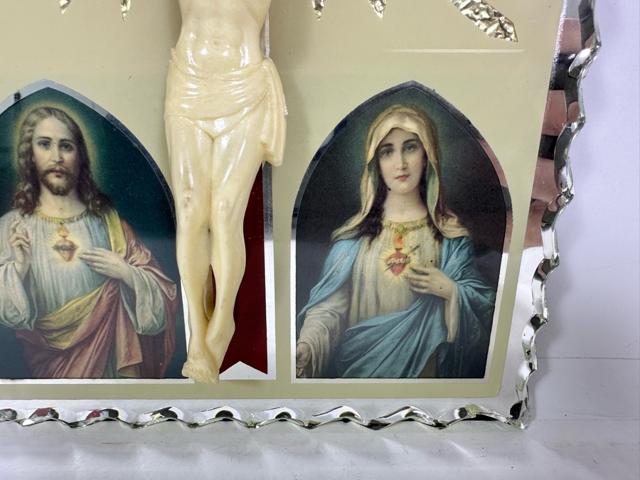 Vintage Mirrored Christ Crucifixion Wall Plaque 7 X 9 [Photo 6]