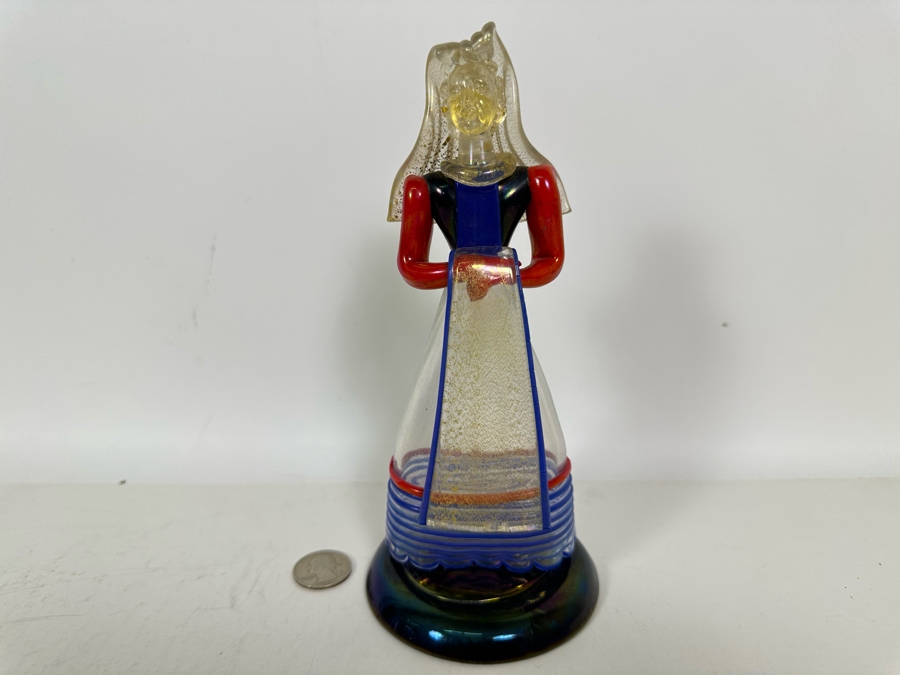 Italian Murano Art Glass Figurine Of Woman In Dress 8.5H [Photo 2]