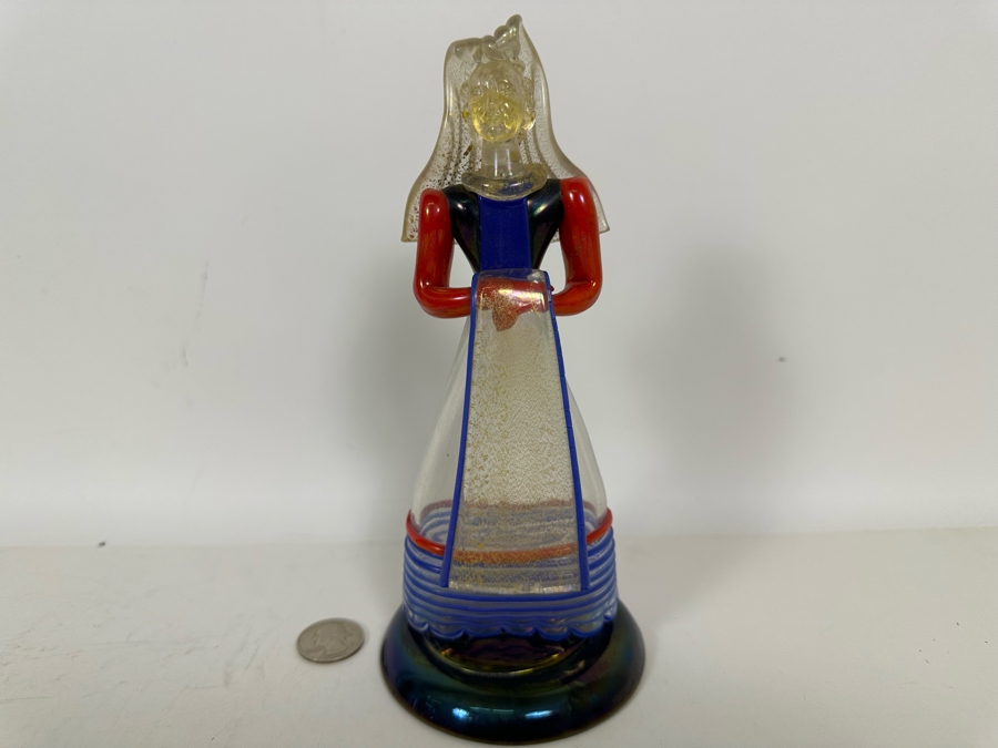 Italian Murano Art Glass Figurine Of Woman In Dress 8.5H [Photo 3]