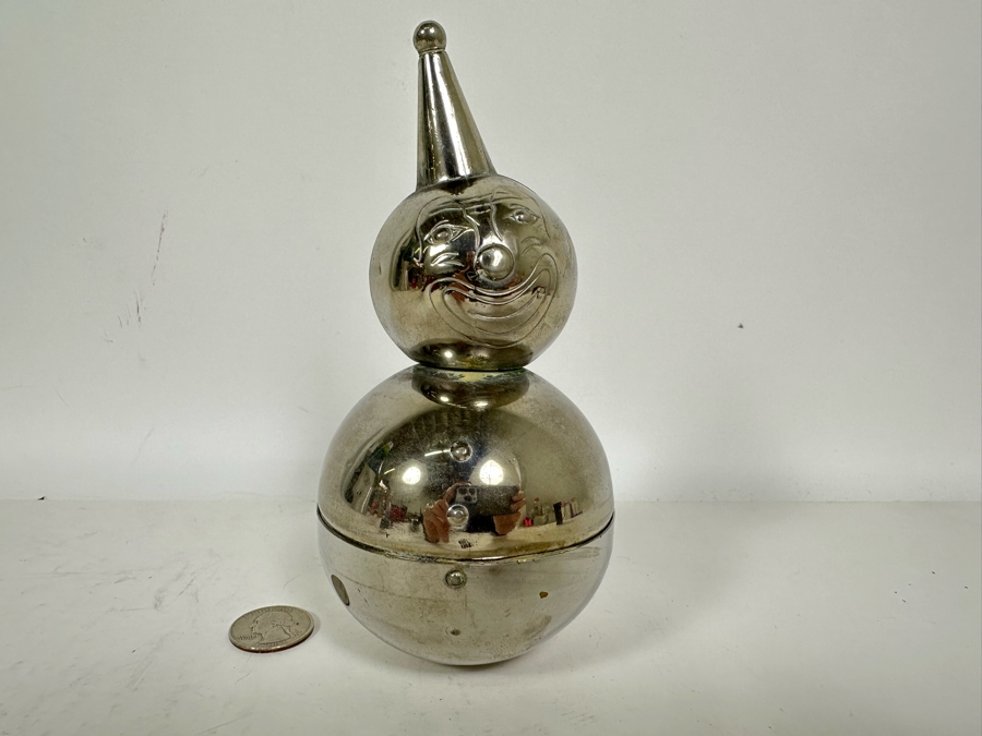 Vintage Silverplate Raimond Clown Bank 6.5H [Photo 3]