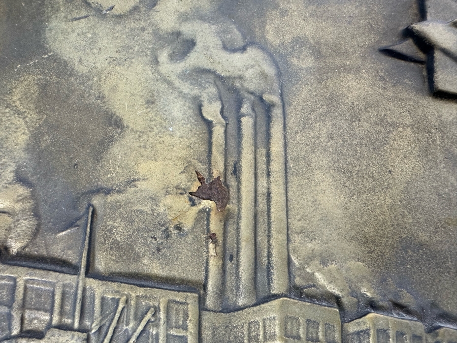 Impressive Vintage Art Deco Goodyear Tire Advertising Metal Wall Plaque Ten Years Of Friendly Relations Central Service Station With Zeppelin By Medallic-Art-Co N.Y. 12 X 17 [Photo 13]