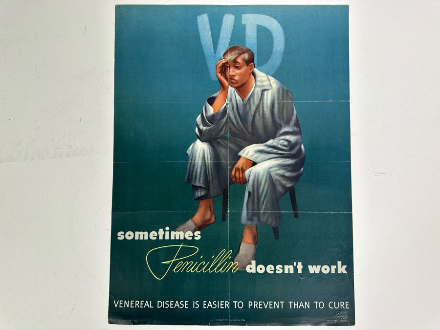 Vintage USN Bureau Of Naval Personnel Poster Sometimes Penicillin Doesn't Work VD 15 X 20 [Photo 4]