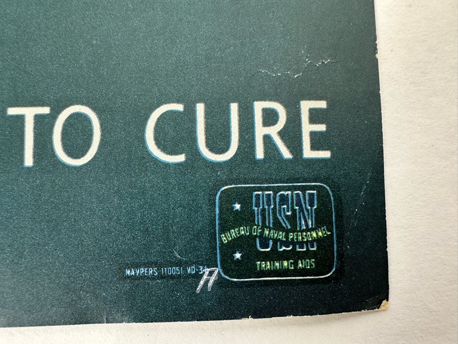 Vintage USN Bureau Of Naval Personnel Poster Sometimes Penicillin Doesn't Work VD 15 X 20 [Photo 10]