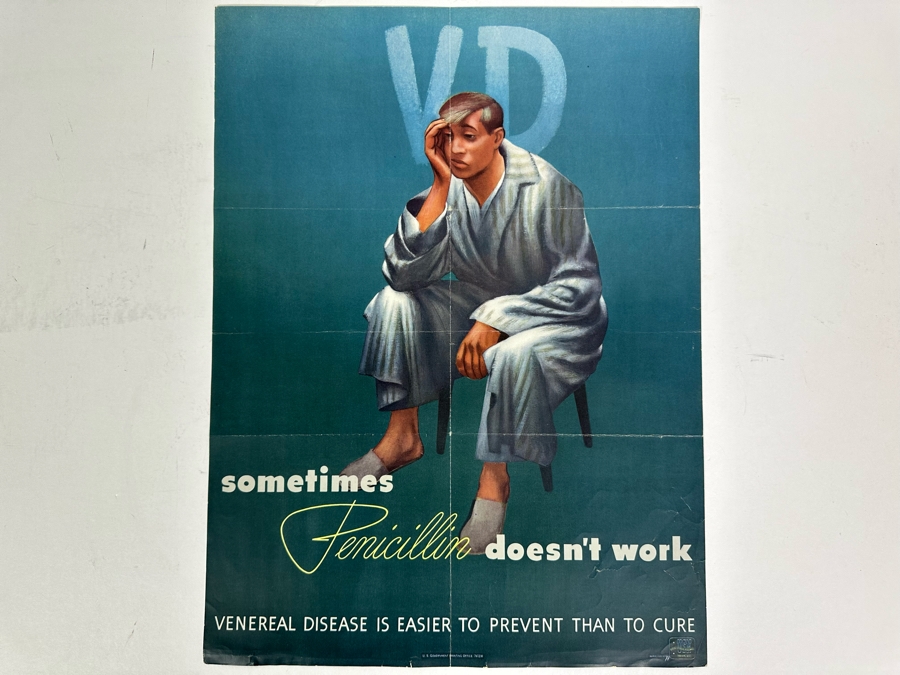 Vintage USN Bureau Of Naval Personnel Poster Sometimes Penicillin Doesn't Work VD 15 X 20 [Photo 3]