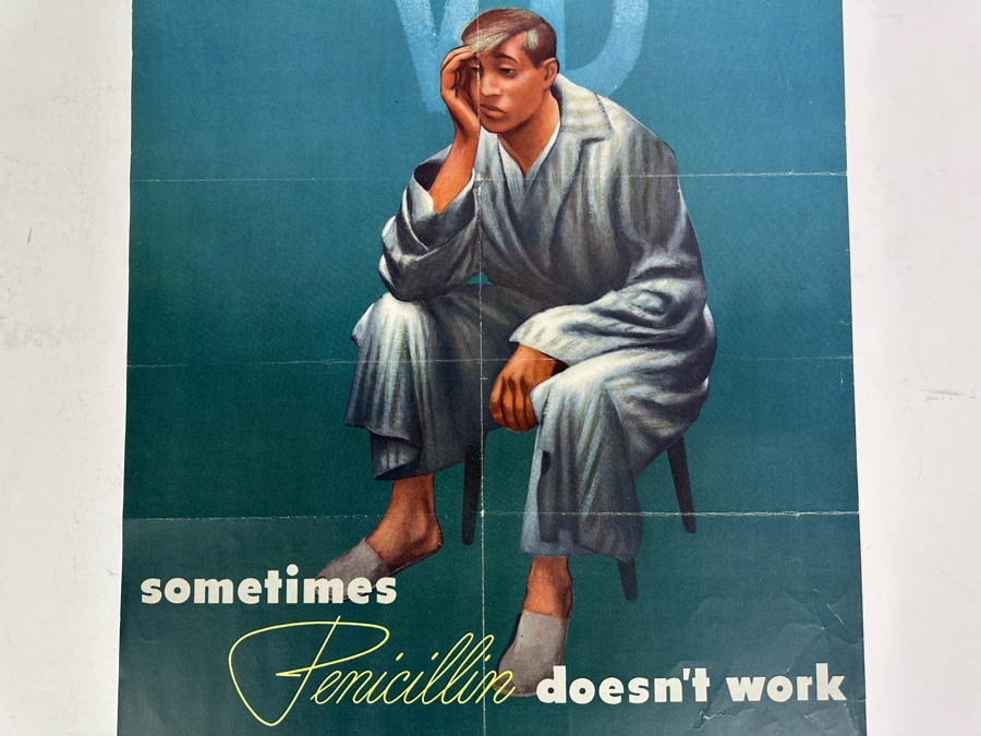 Vintage USN Bureau Of Naval Personnel Poster Sometimes Penicillin Doesn't Work VD 15 X 20 [Photo 7]