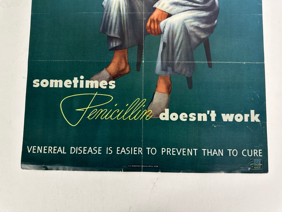Vintage USN Bureau Of Naval Personnel Poster Sometimes Penicillin Doesn't Work VD 15 X 20 [Photo 8]
