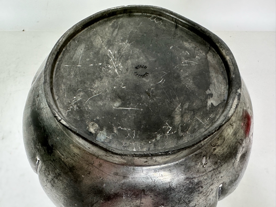 Vintage Art Deco Bulbous Tin Vase 5.5W X 6H [Photo 6]