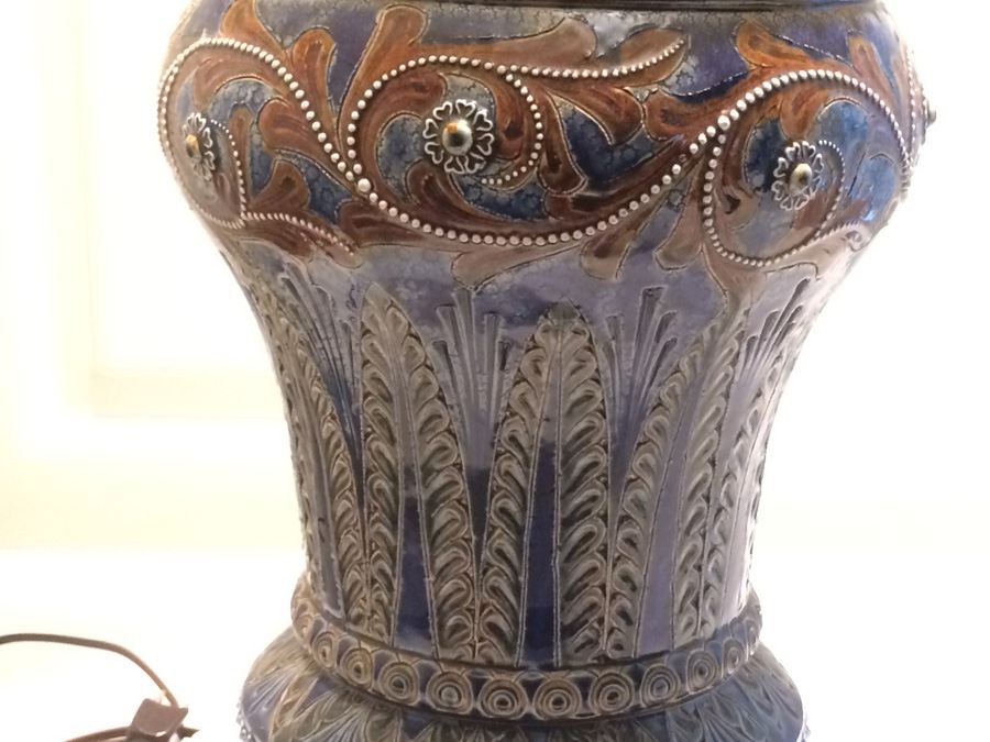Stunning Blue DOULTON LAMBETH Stoneware Jug/Vessel Converted to Lamp [Photo 17]